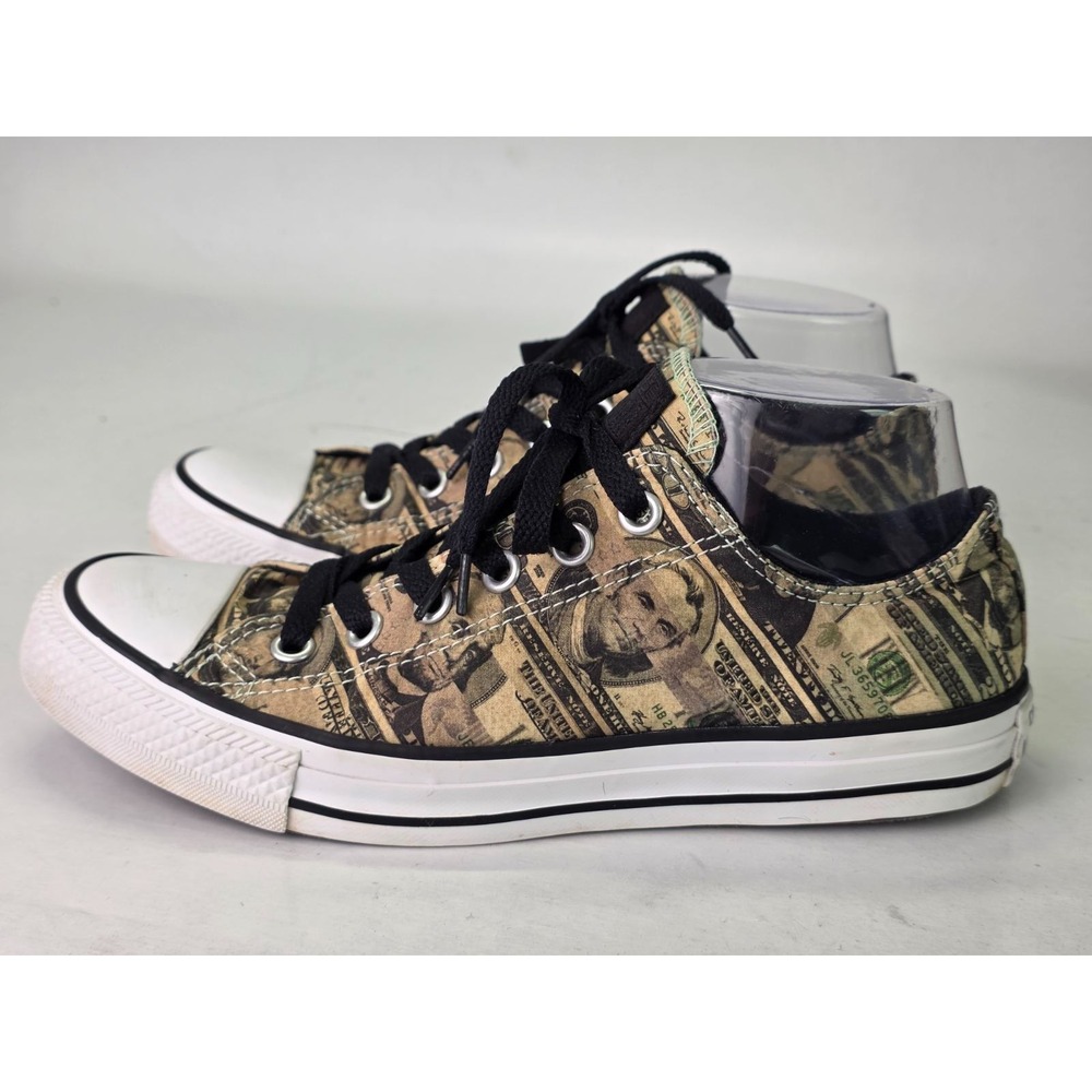 Converse All Star‎ Men's Sneakers Size 6 Women's 8 Green White Cash Print Shoes - Picture 3 of 11